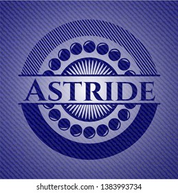 Astride denim background. Vector Illustration. Detailed.