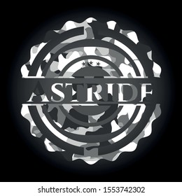 Astride grey camo emblem. Vector Illustration.