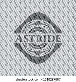 Astride shiny silver emblem. Scales pattern. Vector Illustration. Detailed.