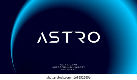 Astro, an abstract sporty technology science alphabet font. digital space typography vector illustration design	