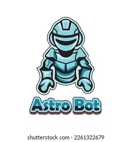 Astro Bot Maskottlogo für Weltraumforschung und futuristische Missionen..