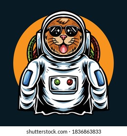 Astro Cat Cartoon Vector Illustration