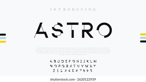 Astro Creative modern liquid alphabet display font vector. Unique trendy typography style