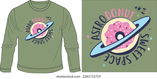 Astro donut sweet space graphic design vector