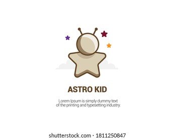 Astro kid logo design on white isolated background. Vector illustration.