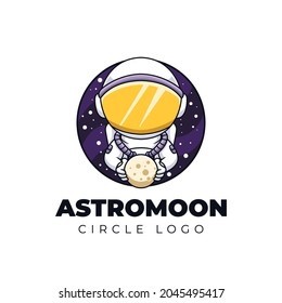 Astro Moon Cute Astronaut Creative Cartoon Logo