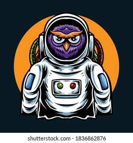 astro owl cartoon vector illustration