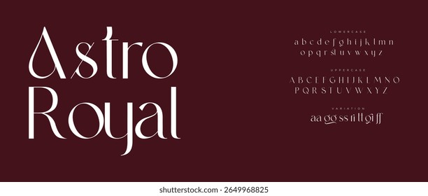 Astro Royal modern geometric sans serif futuristic font alphabet vector set