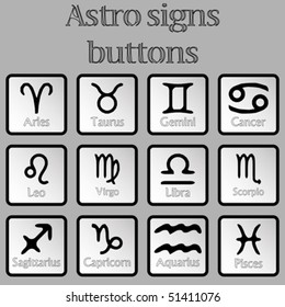 astro signs buttons, abstract vector art illustration