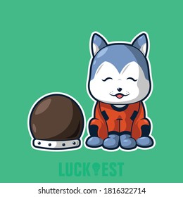 Astro Wolf flat cartoon style icon vector illustration logo template for many purpose.