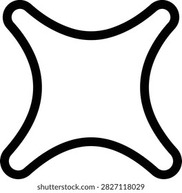 Astroid Curve Outline Vector Illustration. Mathematical Hypocycloid Shape with Four Cusps. Geometric Line Art Design on White Background.