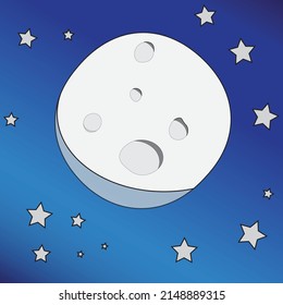 An Astroid (moon) In Space Surrounded By Stars - A Concept Of Astronomy - Cosmos Illustration - Vector , Icon 