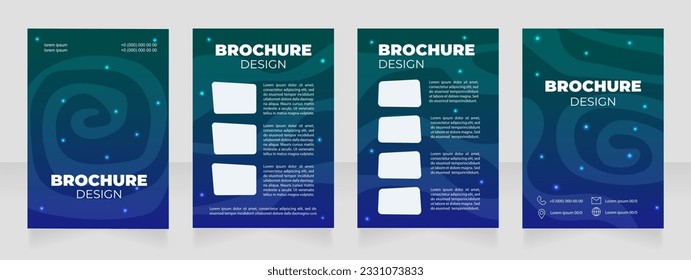Astrologer certification program blank brochure design. Template set with copy space for text. Premade corporate reports collection. Editable 4 paper pages. Arial Black, Regular fonts used
