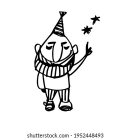 Astrologer. Hand-drawn cute character. Doodle. Vector illustration