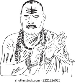 Astrologer reading hand lines vector and illustration, Astrology logo, clip art, and symbol, indian fortune teller sketch drawing, astrologer cartoon drawing , Pandith teaching astrology,  