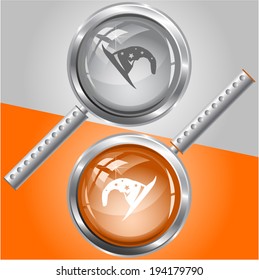 Astrologer's hat. Vector magnifying glass.