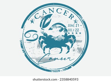 astrologi cancer element, Abstract grunge stamp with the cancer symbol from the horoscope, Grunge Round zodiac sign Cancer