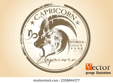 astrologi Capricorn element, Abstract grunge stamp with the Capricorn symbol from the horoscope, Grunge Round zodiac sign Capricorn.e