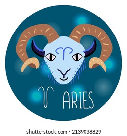 Astrological Aries zodiac sign.  Horoscope vector emblem