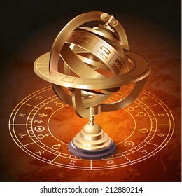 Astrological background with astrolabe. Vector illustration