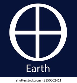 Astrological black flat symbol Earth. A planet of the solar system. Vector illustration.