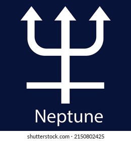 The astrological black flat symbol is Neptune. A planet of the solar system. Vector illustration.