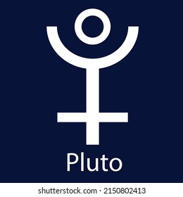 Astrological black flat symbol Pluto. A planet of the solar system. Vector illustration.