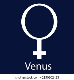 Astrological black flat symbol Venus. A planet of the solar system. Vector illustration.