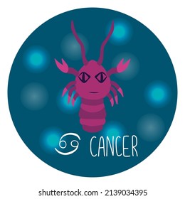 Astrological cancer zodiac sign.  Horoscope vector emblem