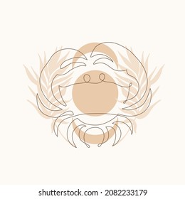 Cáncer astrológico zodiaco signo un dibujo de línea. Elegante emblema de astrología, contorno de símbolo, contorno para el logo místico, huella de calendario en estilo mínimo boho. Arte abstracto vectorial del horóscopo