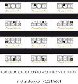 Astrological cards to wish happy birthday