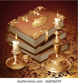 Astrological design elements on a vintage background with victorian ornament in retro style