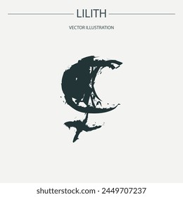 Astrological designations, aspects for astrologer. the meaning of the planets, study of astrology. Vector pictogram elements constellation illustration for ancient alchemy: lilith