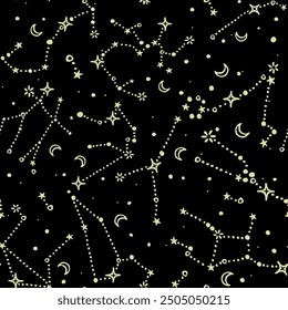 Astrological horoscope constellations starry night sky pattern