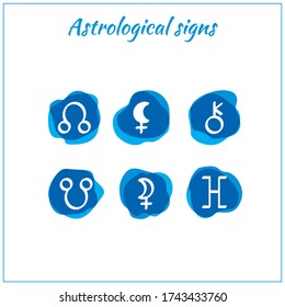 Iconos astrológicos. Conjunto de signos de zodiaco de pincel de acuarela dibujado a mano. Iconos zoológicos aislados en fondo blanco