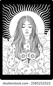 astrological illustration in tarot style. Drawing for coloring