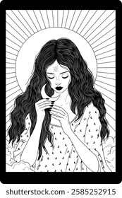 astrological illustration in tarot style. Drawing for coloring