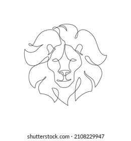 Astrological Leo zodiac sign one line drawing. Elegant astrology emblem, symbol outline, contour for mystic logo, calendar print in boho minimal style. Horoscope vector abstract art