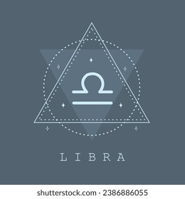 Astrological Libra zodiac sign. Horoscope icon in boho minimalist style. Mystic vector illustration. Spiritual tarot card. Hand drawn magic vintage logo.