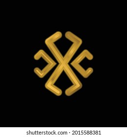 Astrological Line Symbol gold plated metalic icon or logo vector