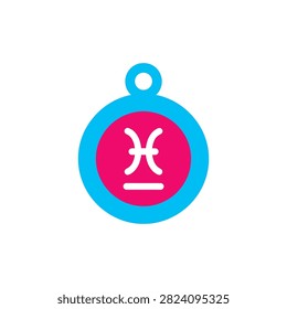 Astrological Pisces symbol displayed within a bright modern circular pendant. Ideal for horoscope apps and celestial branding.