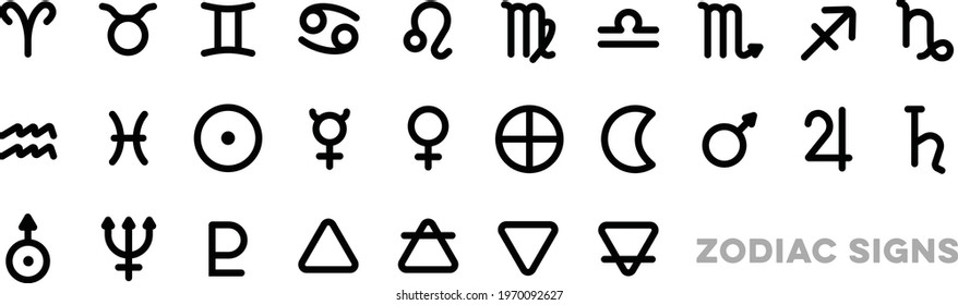 Astrological, Planet, Element Signs Icon Set