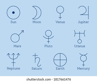 Astrological Planet Symbols Ruling Planets Zodiac Stock Vector (Royalty ...