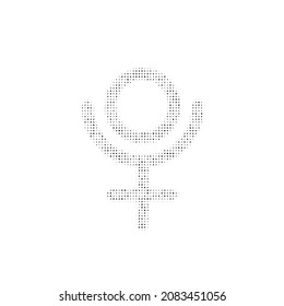Das astrologische Pluto-Symbol mit schwarzen Punkten. Pointillismus-Stil. Vektorgrafik auf weißem Hintergrund