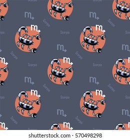 astrological seamless pattern with scorpions - vector illustration