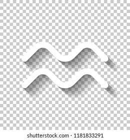 Astrological sign. Aquarius simple icon. White icon with shadow on transparent background