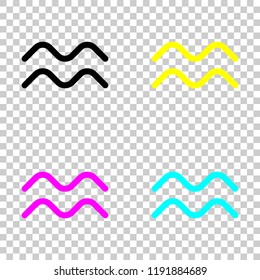Astrological sign. Aquarius simple icon. Colored set of cmyk icons on transparent background