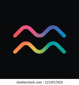 Astrological sign. Aquarius simple icon. Rainbow color and dark background