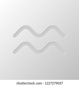 Astrological sign. Aquarius simple icon. Paper design. Cutted symbol. Pitted style