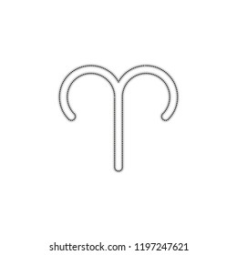 Astrological sign. Aries simple icon. Dotted outline silhouette with shadow on white background